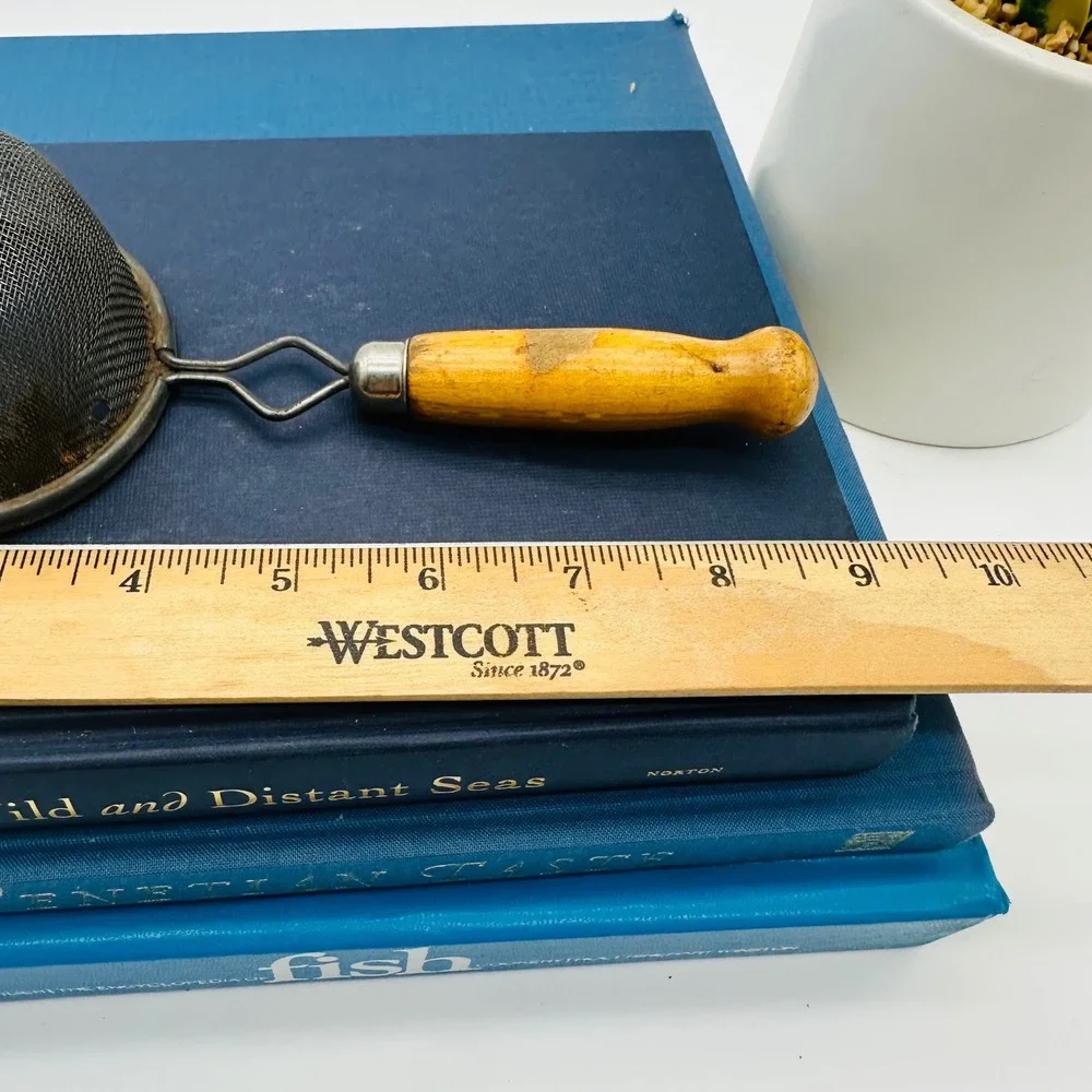 Vintage‎ Mesh Tea Strainer with Wood Handle Rustic Farmhouse Kitchen Tool